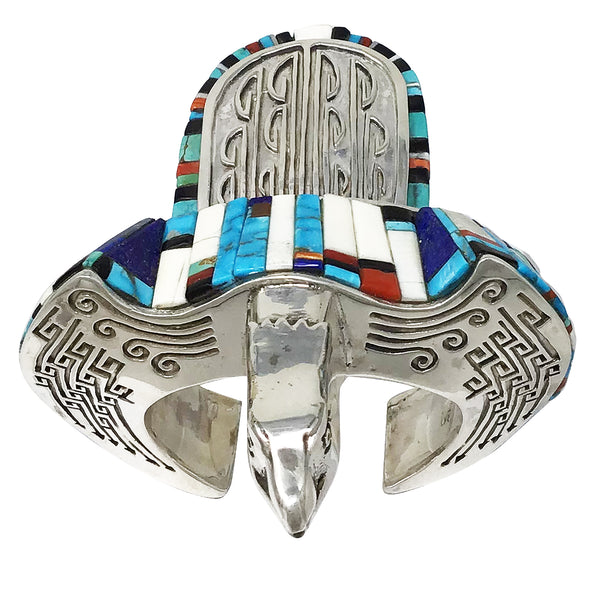 Hank Whitethorne, Bracelet, Eagle, Multi Stone Inlay, Navajo Handmade, 6 5/8