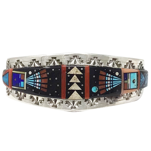 Ervin Tsosie, Bracelet, Night Ceremony, Multi Stone Inlay, Navajo Made, 6 1/4