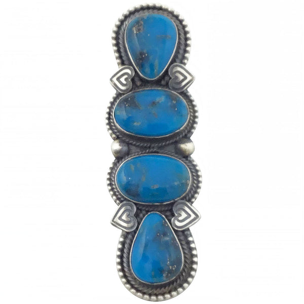 Hemerson Brown, Ring, Long, Kingman Turquoise, Navajo Handmade, Adjustable