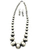Treva Jim, Navajo Pearl Necklace, Earrings, Handmade Beads, Antiques 25"