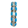 Landon Secatero, Bracelet, Kingman Turquoise, Triangle Wire, Navajo Handmade, 7"