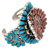 Justina Wilson, Bracelet, Kingman Turquoise, Mediterranean Coral, Navajo, 6 3/4"