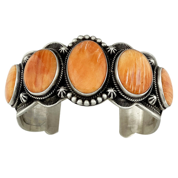 Darrell Cadman, Bracelet, Orange Spiny Oyster Shell, Navajo Handmade, 6 5/8