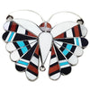 Phyllis Panteah, Pin, Pendant, Butterfly, Multi Stone, Zuni Handmade, 1 7/8"