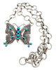 June Delgarito, Necklace, Butterfly, Kingman Turquoise, Navajo Handmade, 25"