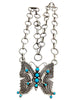 June Delgarito, Necklace, Butterfly, Kingman Turquoise, Navajo Handmade, 25"