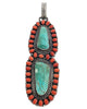 Glenn Livingston, Cluster Pendant, Turquoise, Coral, Navajo Handmade, 5 5/8"