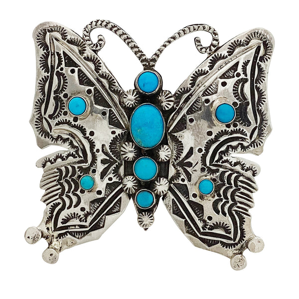 June Delgarito, Ring, Butterfly, Kingman Turquoise, Navajo Handmade, 9