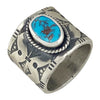 Bo Reeves, Ring, Persian Turquoise, Stamping, Sterling Silver, Navajo Made, 6