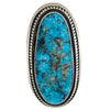 Leonard Nez, Ring, Kingman Turquoise, Sterling Silver, Navajo Handmade, 8 3/4