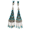 Bernadette Wyaco, Earrings, Turquoise Needlepoint, Dangles, Zuni Handmade, 3 1/4"