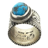Julian Chavez, Ring, Old Style, Ithaca Peak Turquoise, Navajo Handmade, 11 1/2