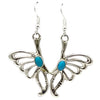 Mildred Parkhurst, Earrings, Butterfly, Turquoise, Sandcast, Navajo Made, 2 1/8"