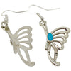 Mildred Parkhurst, Earrings, Butterfly, Turquoise, Sandcast, Navajo Made, 2 1/8"