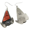 Readda Begay, Earring, Spiny Oyster Shell, Silver Leaves, Navajo Made, 2 5/8"