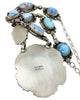 Scotty Skeets, Golden Hill Turquoise Necklace, Earring, Silver, Navajo Made, 31”