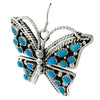 Tiffany Jones, Earring, Kingman Turquoise, Butterflies, Silver, Navajo, 2”