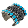 Andy Cadman, Bracelet, Kingman Turquoise, Black Onyx, Navajo Handmade, 7"