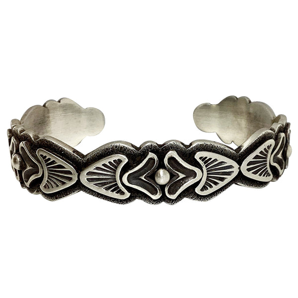 Thomas Jim, Bracelet, Stackable, Silver Applique, Navajo Handmade, 6 1/2
