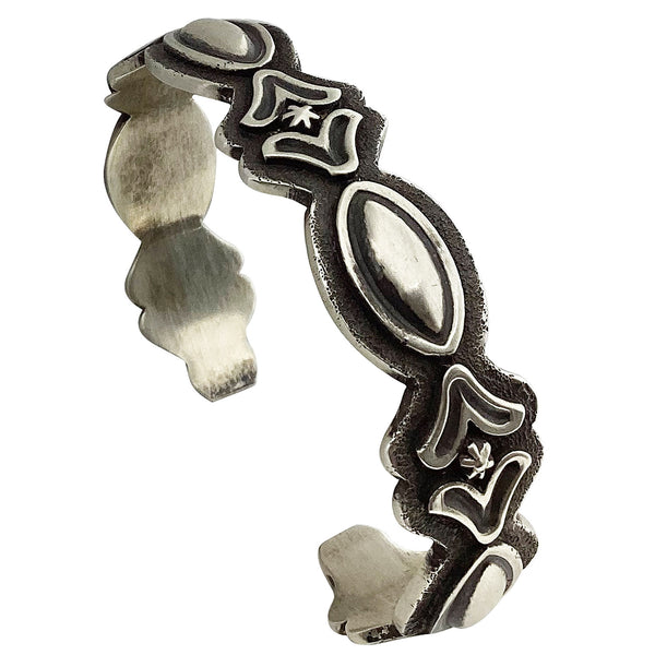 Thomas Jim, Bracelet, Stackable, Silver Applique, Navajo Handmade, 6 5/8