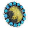 Donovan Cadman, Ring, Bumble Bee Jasper, Turquoise, Navajo Handmade, 7 1/2