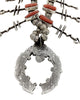 Aaron Anderson, Necklace, Pueblo Dragonflies, Coral, Navajo Handmade, 22"