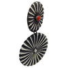 Julian Chavez, Earrings, Mediterranean Coral, Button, Navajo Handmade, 3 3/8"