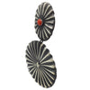 Julian Chavez, Earrings, Mediterranean Coral, Button, Navajo Handmade, 3 3/8"