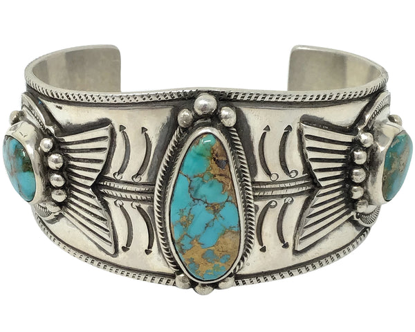 Arland Ben, Bracelet, Royston Turquoise, Revival Style, Navajo Handmade, 6 3/4