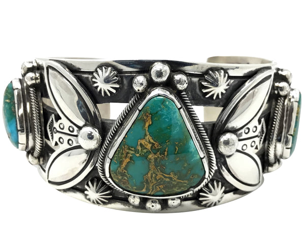 Arland Ben, Bracelet, Stone Cabin Turquoise, Revival Style, Navajo Made, 6 3/4