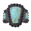 Anthony Skeets, Bracelet, Cluster, Turquoise, Onyx, Navajo Handmade, 6 5/8"