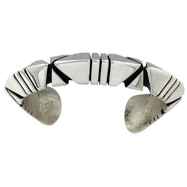 Jasper Nelson, Bracelet, Triangle Wire, Sterling Silver, Navajo Handmade, 7 1/8