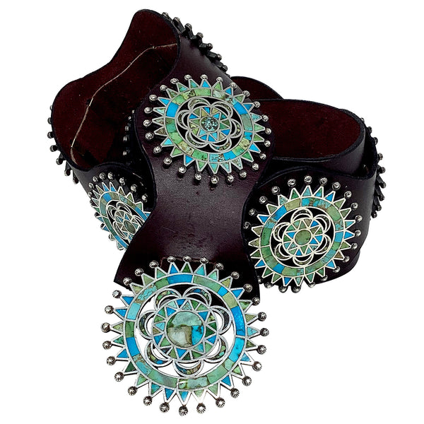 Melvin Francis, Lester James, Concho Belt, Sonoran Gold Turquoise, Navajo,, 45”