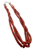 Juanita Skeets, Necklace, Three Strands, Mediterranean Coral Beads, Navajo, 30"