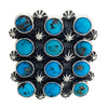 Donovan Cadman, Row Ring, Kingman Turquoise, Silver, Navajo Handmade, 8