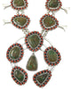 Melvin, Tiffany Jones, Squash Blossom Necklace, Turquoise, Coral, Navajo, 29"