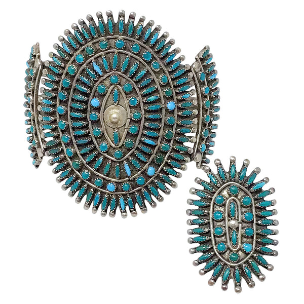 Lucy Gchachu, Bracelet, Ring, Turquoise Needle, Petit Point, Circa 1960, 6 1/4