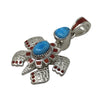 Vernon Haskie, Pendant, Sea Turtle, Blue Bird Turquoise, Coral, Navajo Made, 3"