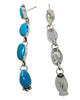 Marcella James, Dangle Earrings, Kingman Turquoise, Navajo Handmade, 3"