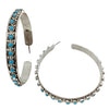 Yvonne Cheama, Hoop Earrings, Sleeping Beauty Turquoise, Zuni Handmade, 2 1/4"