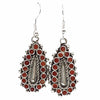 Vincent Shirley, Earrings, Mediterranean Coral, Inlay, Navajo Handmade, 2 1/8"