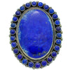 Anthony Skeets, Ring, Cluster, Lapis Lazuli, Silver, Navajo Handmade, 7 1/4