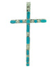 Zuni Cross Pendant, Kingman Turquoise, Sterling Silver, Handmade, 3 1/2" x 2"
