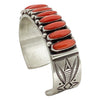 Calvin Martinez, Row Bracelet, Mediterranean Coral, Navajo Handmade, 6 5/8"
