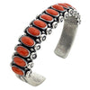 Aaron Anderson, Bracelet, Mediterranean Coral, Silver, Navajo Handmade, 6 7/8"