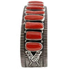 Darrell Cadman, Bracelet, Mediterranean Coral, Silver, Navajo Handmade, 7 1/4"