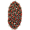 Darlene Begay, Ring, Mediterranean Coral, Cluster, Large, Navajo Handmade, 10