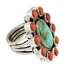Geraldine James, Ring, Cluster, Turquoise, Mediterranean Coral, Navajo Made, 8