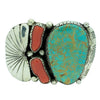 Joelias Draper, Bracelet, Kingman Turquoise, Mediterranean Coral, Navajo, 6 1/4"