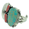 Joelias Draper, Bracelet, Kingman Turquoise, Mediterranean Coral, Navajo, 6 1/4"